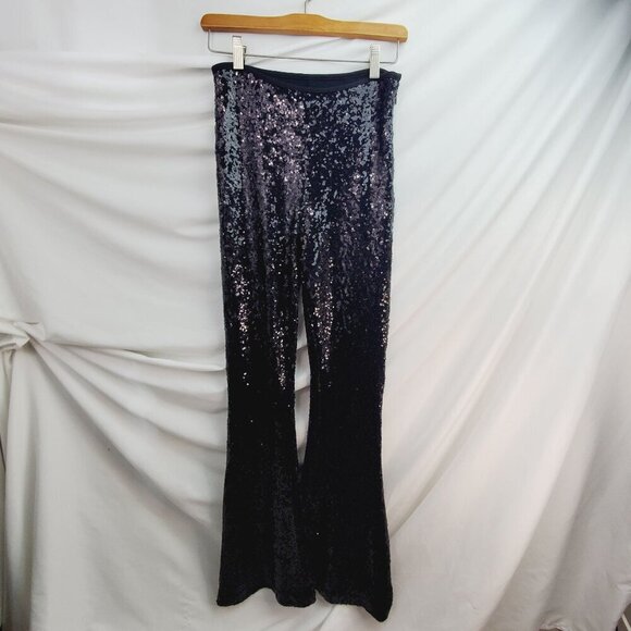 By Anthropologie Women's Black Flare Pants Joni Sequin Pull-On Size 0 - Picture 4 of 10